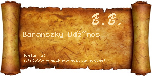 Baranszky Bános névjegykártya